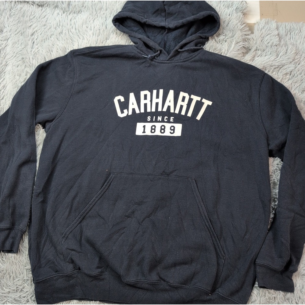 Carhartt Sweatshirt Mens XL Blue Hoodie Chore Work Pocket Comfort